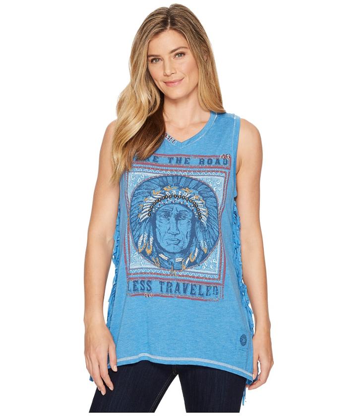 Double D Ranchwear Road Less Traveled Tank Top (boogie Blues) Women's Sleeveless