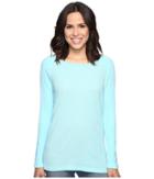 Allen Allen Long Sleeve Raglan Tunic W/ Contrast Sleeves (aquamarine) Women's Blouse
