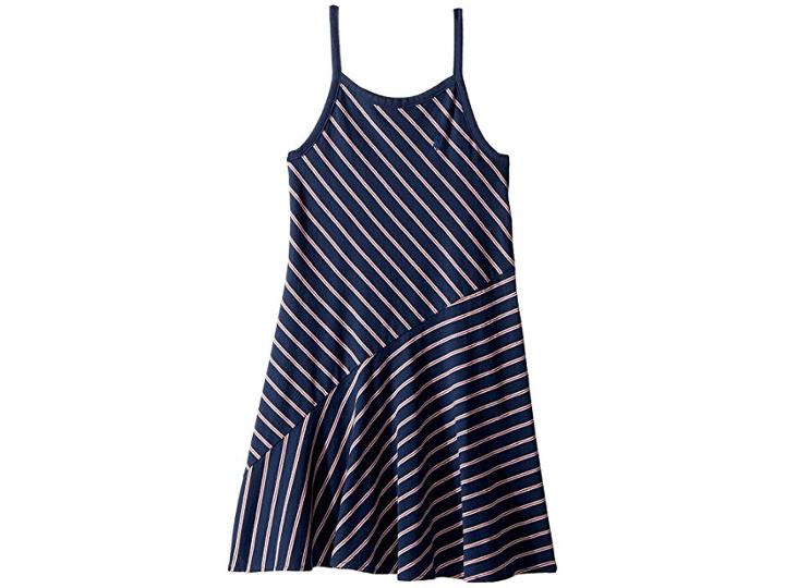 Polo Ralph Lauren Kids Striped Cotton Jersey Maxi (little Kids) (summer Navy/nantucket Red Multi) Girl's Dress