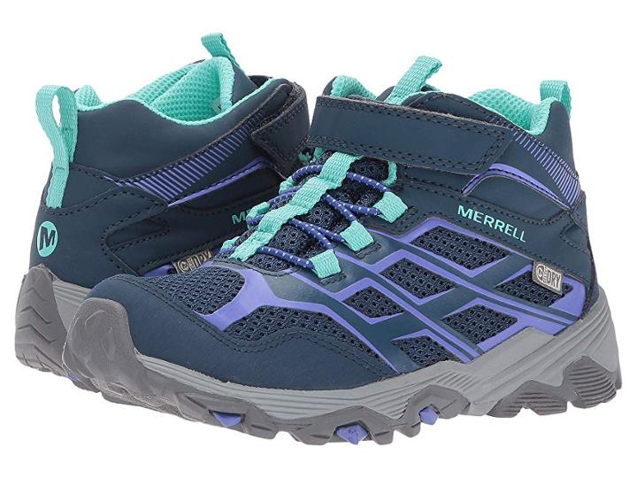 Merrell Kids Moab Fst Mid A/c Waterproof (little Kid) (navy) Girls Shoes