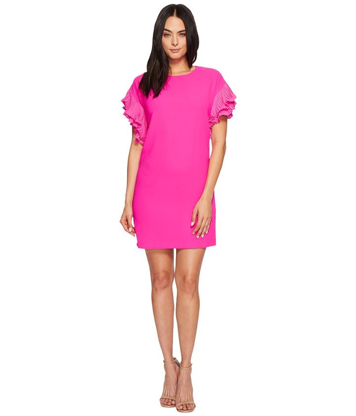 Cece Tiered Pleated Sleeve Moss Crepe Dress (garden Rose) Women's Dress