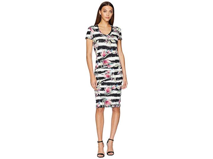 Nicole Miller Cap Sleeve Dress (black/white) Women's Dress