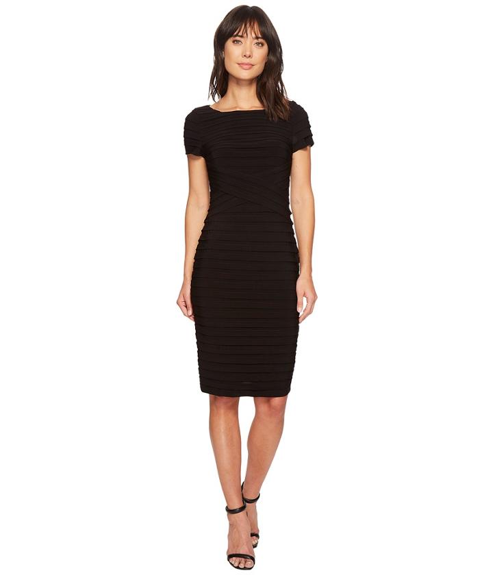 Adrianna Papell Pintuck Matte Jersey Sheath (black) Women's Dress