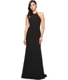 Faviana Crepe Halter W/ Strap Sides S7913 (black) Women's Dress