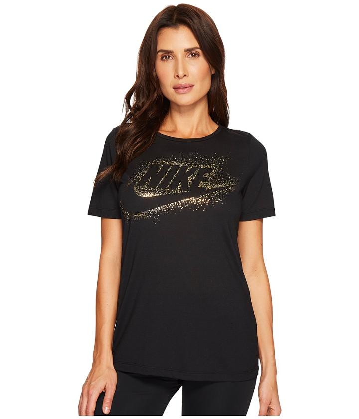 Nike Sportswear Essential Metallic Tee (black) Women's Clothing