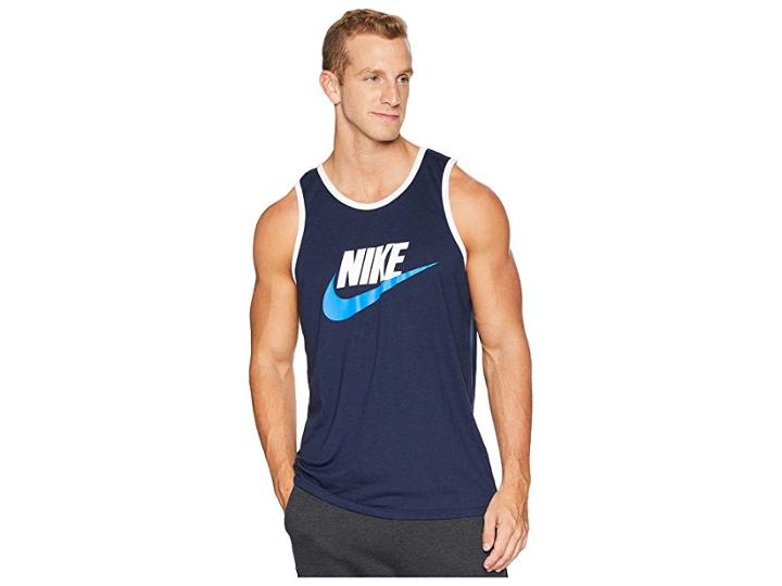 Nike Ace Logo Tank Top (obsidian/white/signal Blue) Men's Sleeveless