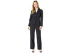 Le Suit Three-button Peak Lapel Stripe Pants Suit (black/blue) Women's Suits Sets