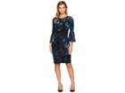Calvin Klein Burnout Velvet Bell Sleeve Dress Cd8v733e (black Multi) Women's Dress