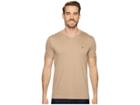 Lacoste Short Sleeve V-neck Pima Jersey Tee (kraft Beige) Men's T Shirt