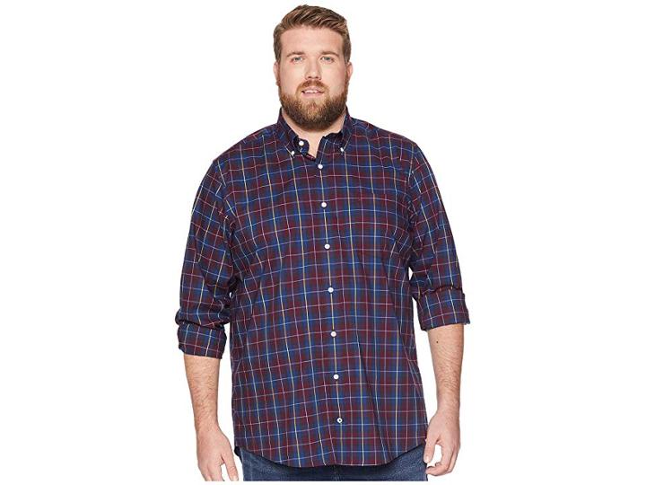 Nautica Big & Tall Big Tall Wear To Work Plaid (royal Burgundy) Men's Clothing