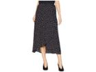 Bobeau Wrap Skirt Bubble Crepe (black Dots) Women's Skirt