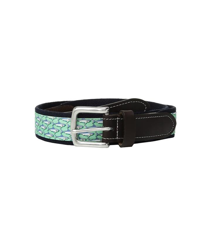 Vineyard Vines Sharks Canvas Club Belt (capri Blue) Men's Belts