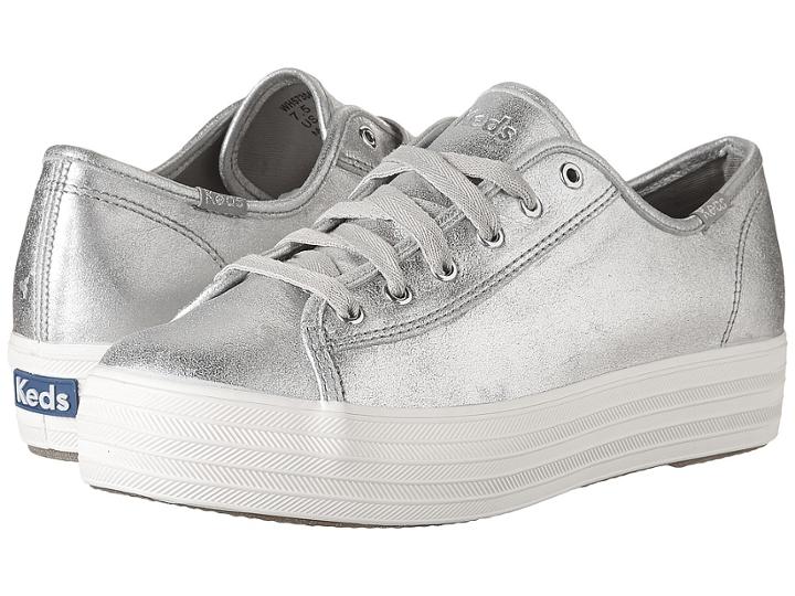 Keds Triple Kick Metallic Suede (silver) Women's Lace Up Casual Shoes