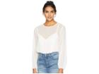 1.state Long Sleeve Mixed Media Knit Bodysuit (soft Ecru) Women's Jumpsuit & Rompers One Piece