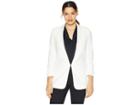 Tahari By Asl Bi-stretch Open Jacket With Ruched Sleeve (ivory) Women's Coat