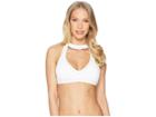 Michael Michael Kors Solids Choker Bikini Top W/ Studs Removable Soft Cups (white) Women's Swimwear