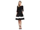Adrianna Papell Color Blocked Taffeta Flared Skirt Dress (black/ivory) Women's Dress