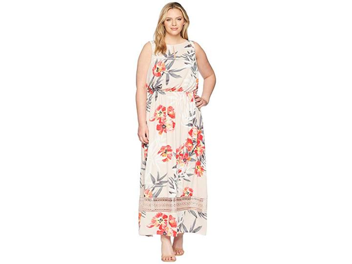 Adrianna Papell Plus Size Tropical Breeze Maxi Dress (geranium Multi) Women's Dress