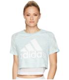 Adidas Id Mesh Crop Top (ash Green) Women's T Shirt