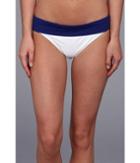 Tommy Bahama Deck Piping Wide Band Hipster Bottom (white/offshore Blue) Women's Swimwear