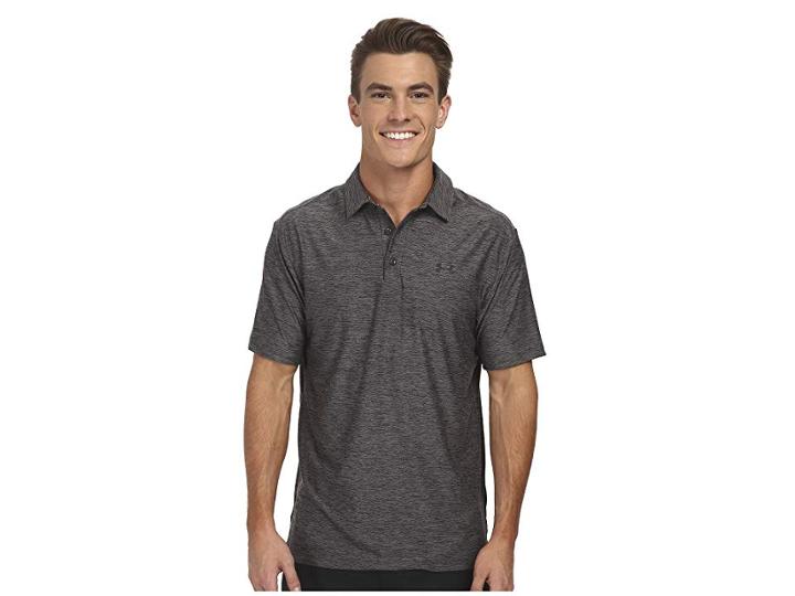 Under Armour Golf Ua Playoff Polo (carbon Heather/black) Men's Short Sleeve Knit