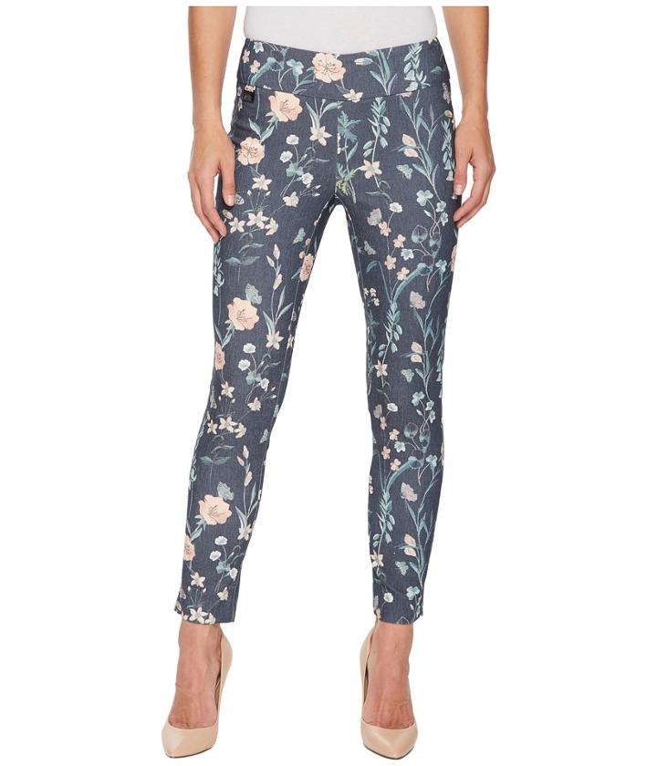 Lisette L Montreal Japanese Garden Print Slim Ankle Pants (denim Blue) Women's Casual Pants