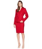 Le Suit Tweed Three-button Skirt Suit (scarlet) Women's Suits Sets