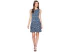 Michael Michael Kors Woodblock Sleeveless Flounce Dress (true Navy/radiant Blue) Women's Dress