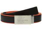 Calvin Klein 38mm Flat Stap W/ Logo Patch (black) Men's Belts