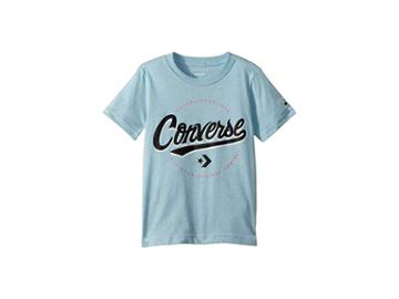 Converse Kids Script Lock Up Tee (toddler/little Kids) (ocean Bliss) Boy's T Shirt
