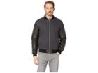 Bugatchi Wool Bomber With Leather Long Sleeves (black) Men's Coat