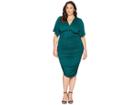Kiyonna Rumor Ruched Dress (green Ivy) Women's Dress