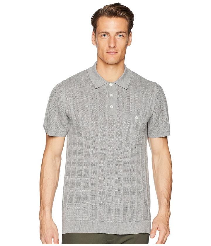 Todd Snyder Cotton Silk Ribbed Knit Polo (grey) Men's Short Sleeve Knit