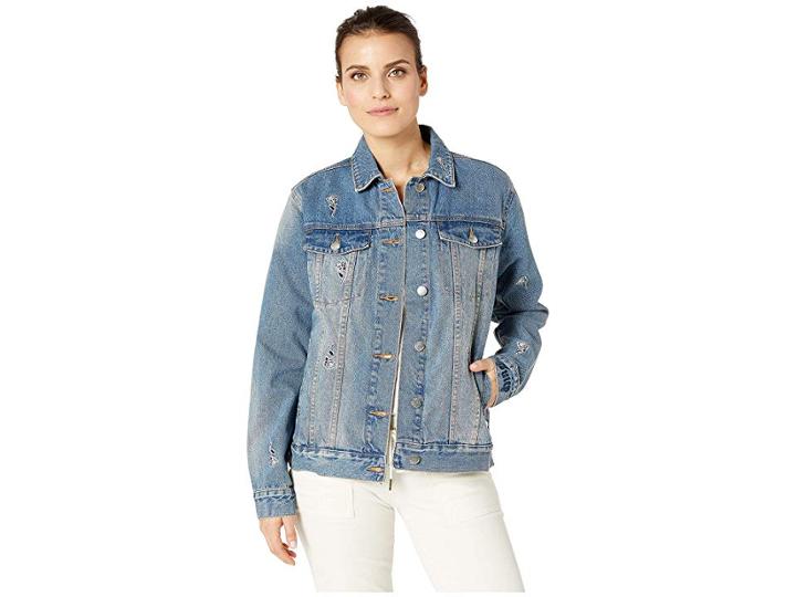 Juicy Couture Tossed Roses Embroidered Denim Jacket (vintage Beach Wash) Women's Clothing