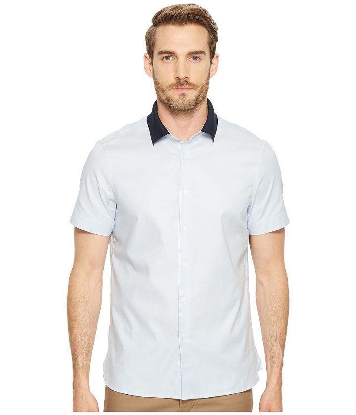 Perry Ellis Short Sleeve Stretch Knit Collar Shirt (kentucky Blue) Men's Clothing