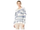 Two By Vince Camuto Long Sleeve Boat Neck Fringe Sweater (indigo Night Heather) Women's Sweater