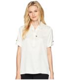 Calvin Klein V-neck Short Sleeve Top (cream) Women's Clothing