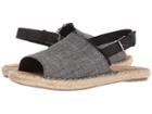 Toms Clara (black Textured Chambray/leather) Women's Slide Shoes