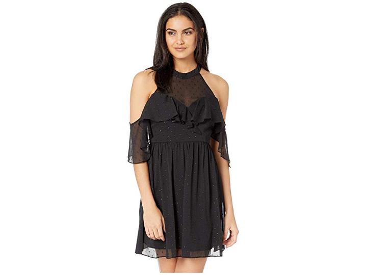 Bcbgeneration Halter Cold Shoulder Ruffle Dress (black) Women's Dress