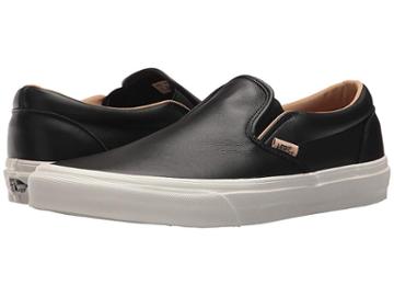 Vans Classic Slip-ontm ((lux Leather) Black/porcini) Skate Shoes