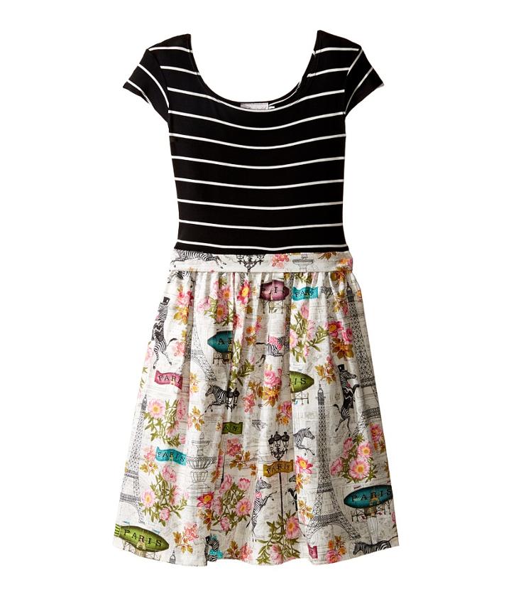 Fiveloaves Twofish Wild In Paris Maddy Dress (little Kids/big Kids) (black/white) Girl's Dress