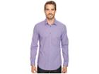 Calvin Klein Slim Fit Long Sleeve Infinite Cool Button Down Micro Check Shirt (sultan Purple) Men's Long Sleeve Button Up