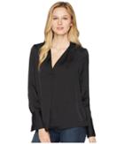 Kenneth Cole New York V-neck Long Sleeve Blouse (black) Women's Blouse