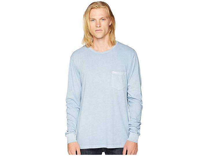 Rvca Ptc Pigment Long Sleeve (dusty Blue) Men's Clothing