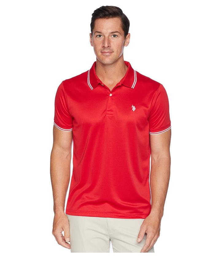 U.s. Polo Assn. Tipped Poly Polo Shirt (engine Red) Men's Short Sleeve Pullover