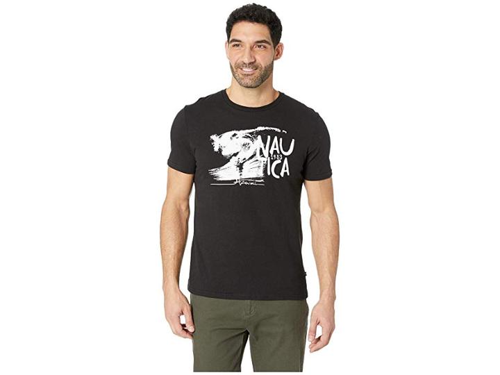 Nautica Short Sleeve Wave Print Tee (true Black) Men's T Shirt