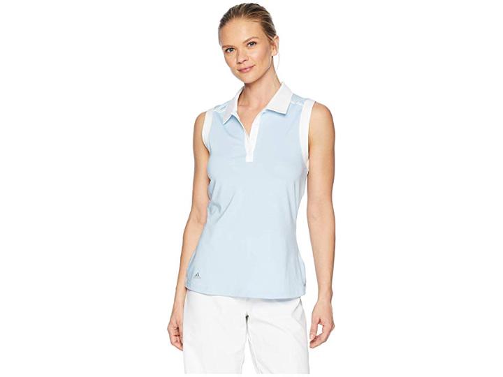 Adidas Golf Ultimate Two-tone Sleeveless Polo (vision Blue) Women's Clothing