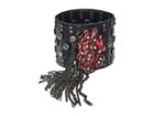 Steve Madden Casted Floral Tassel Bangle (black) Bracelet