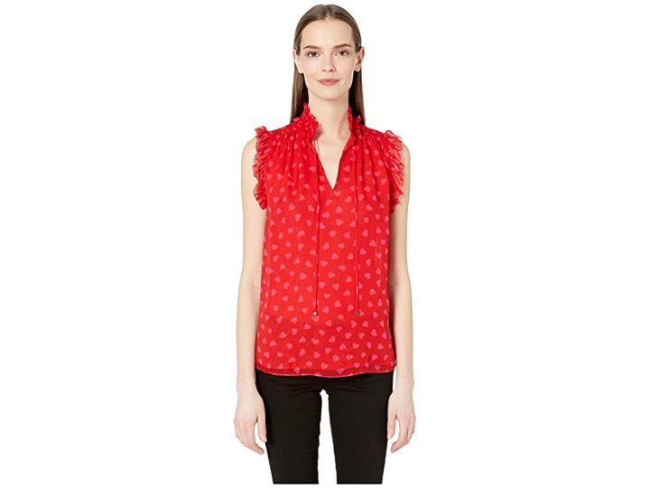 Kate Spade New York Heart It Heartbeat Silk Top (engine Red) Women's Clothing