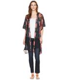 Rock And Roll Cowgirl 1/2 Sleeve Kimono B4-4295 (black) Women's Clothing